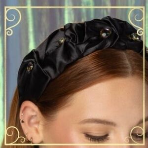 Wicked Black Satin Headband with Embellishments